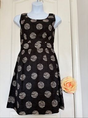 Black Artsy Circle A-Line Dress - Pockets!!